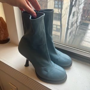 Simon Miller Stretch Tee Heel Boot in Blue Jean